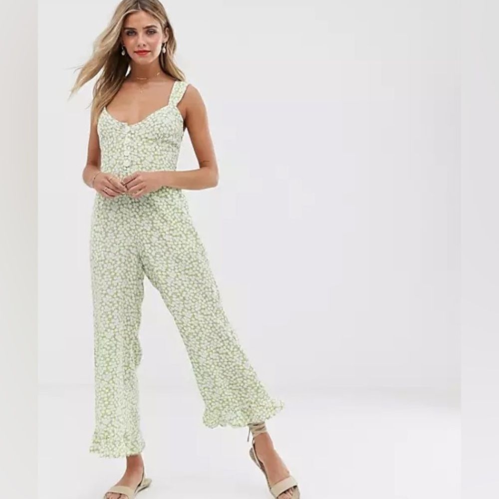 NWOT Revolve Faithfull the Brand Lameka Green Floral Jumpsuit 4